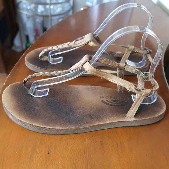 RAINBOW WOMENS SANDALS-XL-T STREET-BROWN LEATHER=PREOWNED BUT NICE, 9 - Picture 1 of 4